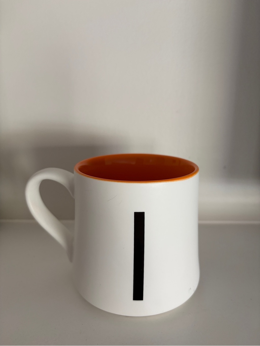 Indigo White I Letter Mug with Orange Interior